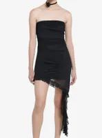 Cosmic Aura Y2K Neck Tie Asymmetrical Ruffle Mini Dress