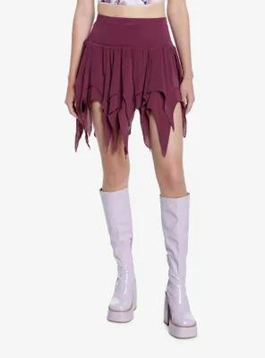 Thorn & Fable Dark Purple Hanky Hem Mini Skirt