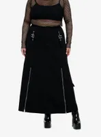 Social Collision Black ZIppers & Grommets Maxi Skirt  Plus