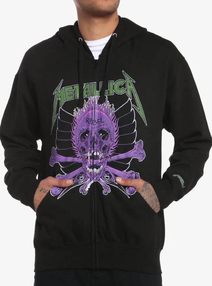 Metallica Flaming Skull & Crossbones Hoodie