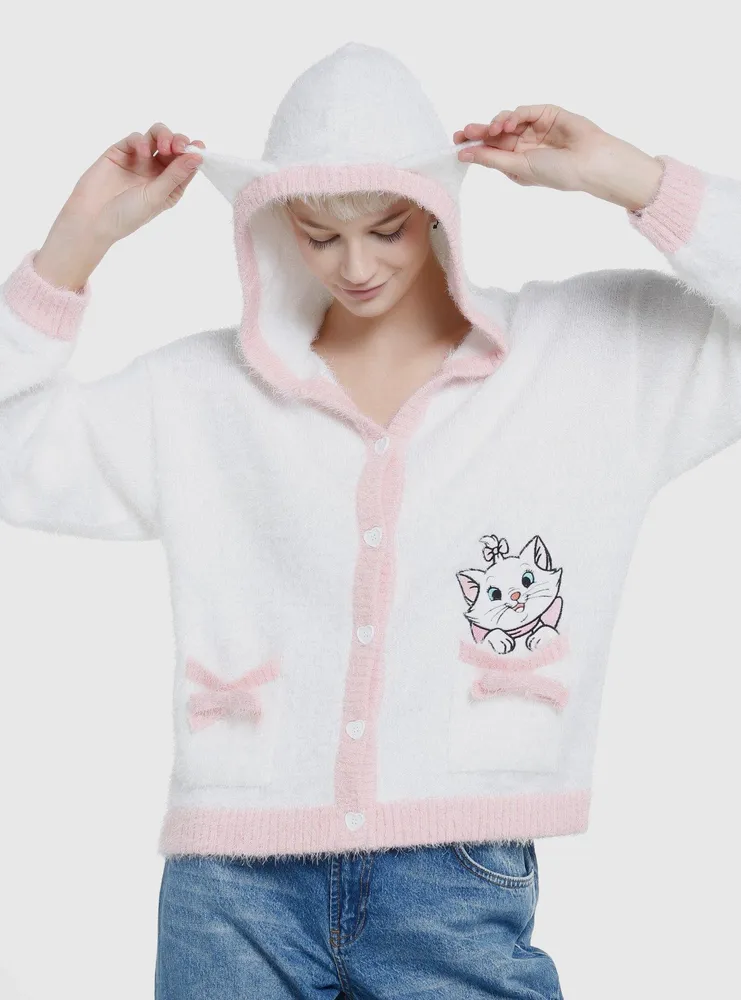 Disney The Aristocats Marie Fuzzy Hooded Girls Cardigan