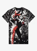 DC Comics Batman Harley Quinn Splatter Boyfriend Fit Girls T-Shirt