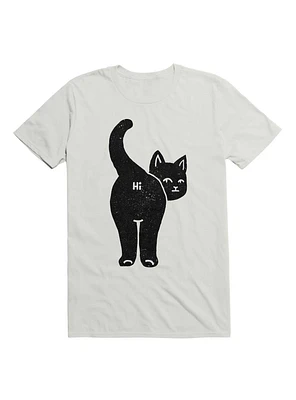 Hello Cat Butt Minimalist Black T-Shirt