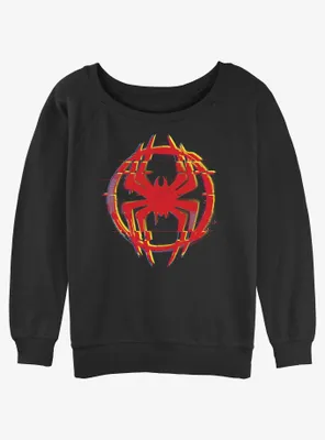Marvel Spider-Man Glitchy Spider Symbol Womens Slouchy Sweatshirt