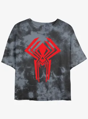 Marvel Spider-Man Spider Symbol Womens Tie-Dye Crop T-Shirt