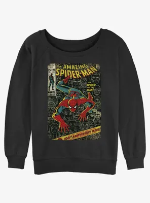 Marvel Spider-Man Comic 100th Anniversary Cover Womens Slouchy Sweatshirt