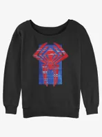 Marvel Spider-Man Spider Symbol Glitch Lines Womens Slouchy Sweatshirt