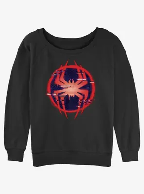 Marvel Spider-Man Glitch Spider Symbol Womens Slouchy Sweatshirt