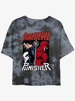 Marvel Punisher Vs. Daredevil Womens Tie-Dye Crop T-Shirt