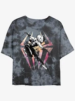 Marvel Spider-Man Sketch Spider-Gwen Womens Tie-Dye Crop T-Shirt