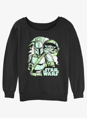 Star Wars The Mandalorian With Grogu Pop Art Womens Slouchy Sweatshirt