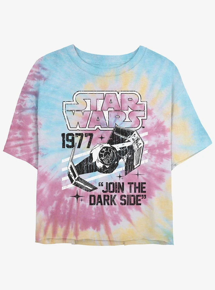 Star Wars Tie-Fighter Join The Dark Side Womens Tie-Dye Crop T-Shirt