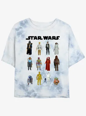 Star Wars Action Figures Womens Tie-Dye Crop T-Shirt