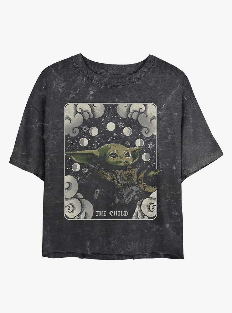 Star Wars The Mandalorian Child Card Mineral Wash Girls Crop T-Shirt