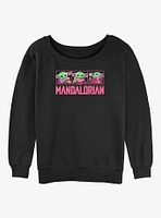 Star Wars The Mandalorian Grogu Neon Logo Girls Slouchy Sweatshirt