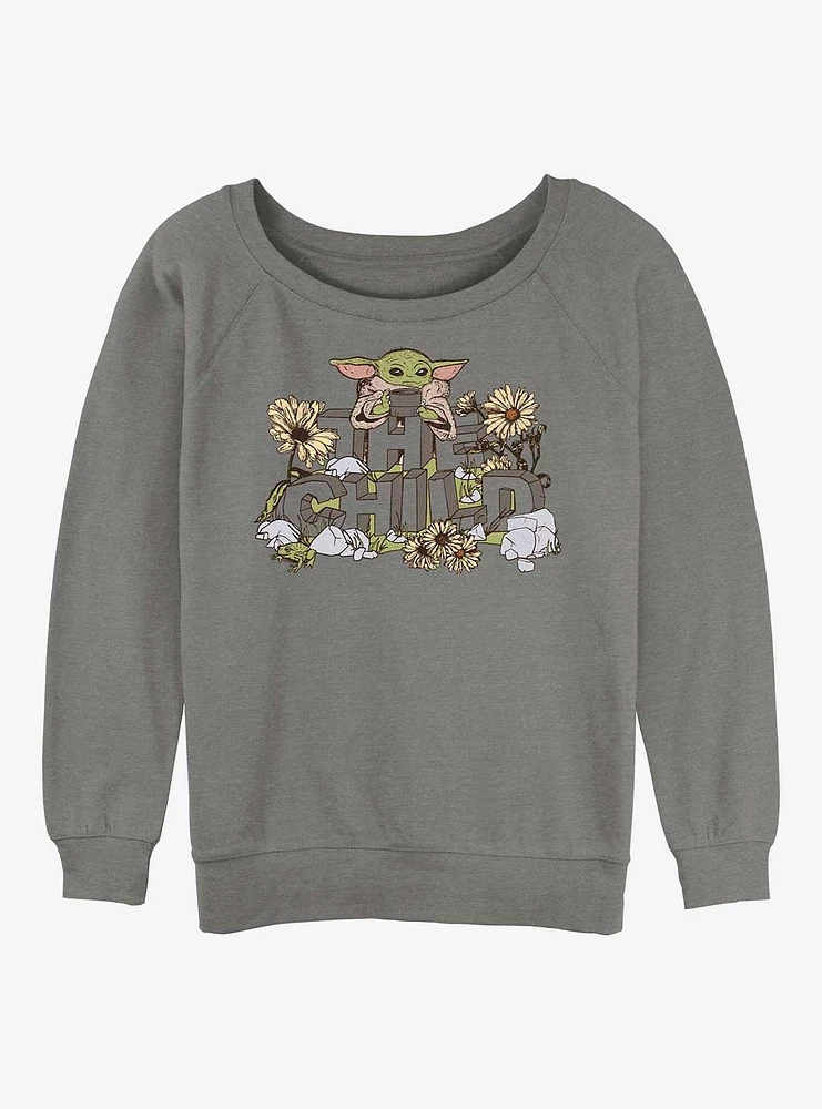 Star Wars The Mandalorian Vintage Flower Child Girls Slouchy Sweatshirt