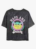 Star Wars The Mandalorian Grogu Naps And Snacks Mineral Wash Girls Crop T-Shirt