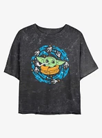 Star Wars The Mandalorian Frogs On My Mind Mineral Wash Girls Crop T-Shirt