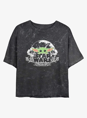 Star Wars The Mandalorian Child Floral Mineral Wash Girls Crop T-Shirt