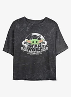 Star Wars The Mandalorian Child Floral Mineral Wash Girls Crop T-Shirt