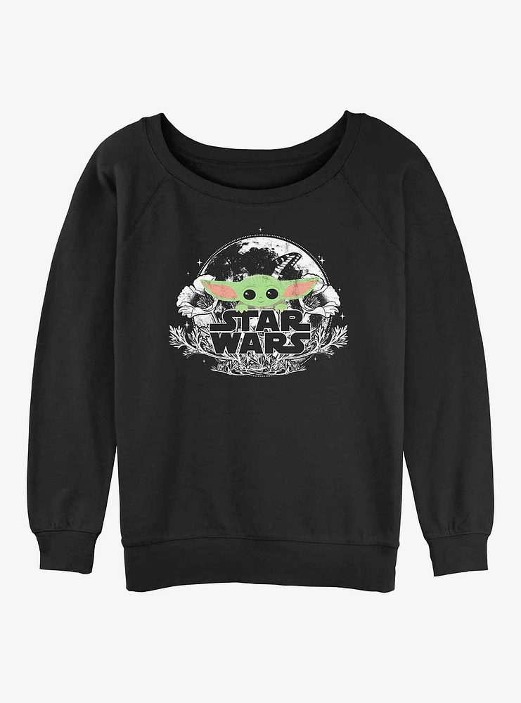 Star Wars The Mandalorian Floral Child Girls Slouchy Sweatshirt