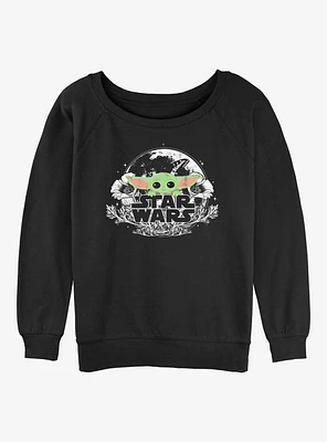 Star Wars The Mandalorian Floral Child Girls Slouchy Sweatshirt
