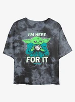 Star Wars The Mandalorian Grogu Tea I'm Here For It Tie-Dye Girls Crop T-Shirt