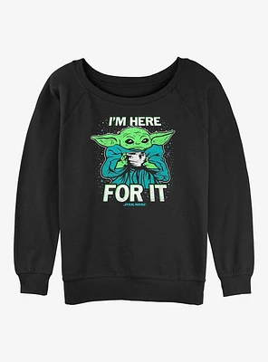 Star Wars The Mandalorian Grogu Tea I'm Here For It Girls Slouchy Sweatshirt