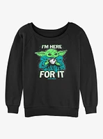 Star Wars The Mandalorian Grogu Tea I'm Here For It Girls Slouchy Sweatshirt