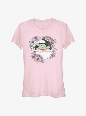 Star Wars The Mandalorian Grogu Floral Bassinet Girls T-Shirt