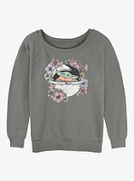 Star Wars The Mandalorian Grogu Floral Bassinet Girls Slouchy Sweatshirt