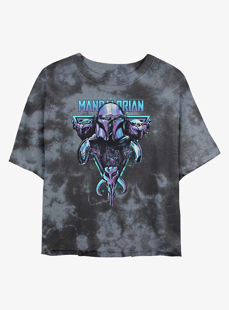 Star Wars The Mandalorian Beskar Triangle Tie-Dye Girls Crop T-Shirt