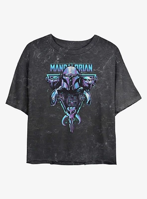 Star Wars The Mandalorian Beskar Triangle Mineral Wash Girls Crop T-Shirt