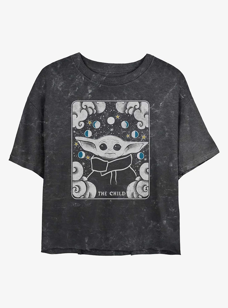 Star Wars The Mandalorian Tarot Child Mineral Wash Girls Crop T-Shirt