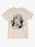 Cat Bonfire Boyfriend Fit Girls T-Shirt By Mallard