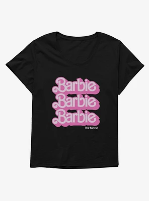 Barbie The Movie Text Stack Girls T-Shirt Plus