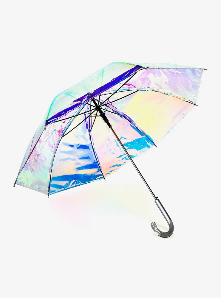 50" Auto Open Bubble Stick Umbrella Iridescent