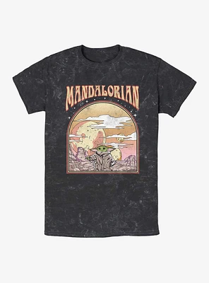 Star Wars The Mandalorian Sunset Child Mineral Wash T-Shirt
