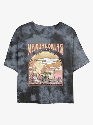 Star Wars The Mandalorian Sunset Child Tie-Dye Girls Crop T-Shirt
