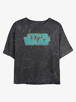 Star Wars The Mandalorian Logo Child Mineral Wash Girls Crop T-Shirt