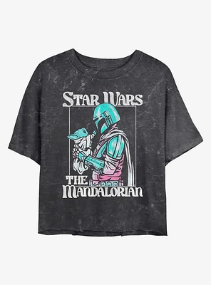 Star Wars The Mandalorian Soft Pop Mando Mineral Wash Girls Crop T-Shirt