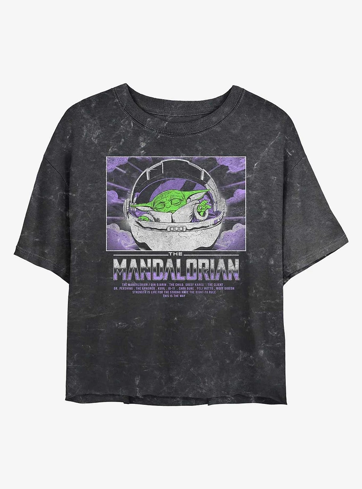 Star Wars The Mandalorian Child Light Mineral Wash Girls Crop T-Shirt