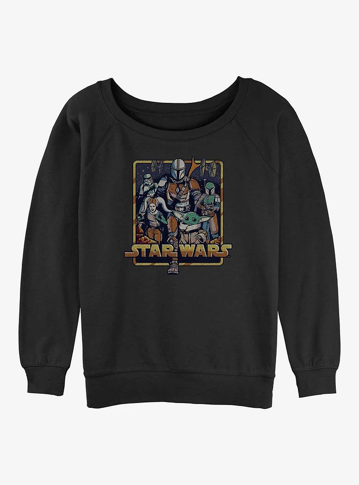 Star Wars The Mandalorian Retro Girls Slouchy Sweatshirt