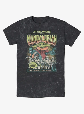 Star Wars The Mandalorian Grogu Comic Cover Mineral Wash T-Shirt