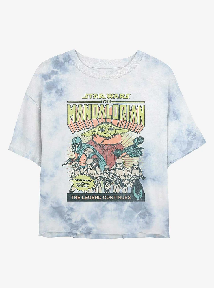 Star Wars The Mandalorian Grogu Comic Cover Tie-Dye Girls Crop T-Shirt