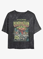 Star Wars The Mandalorian Grogu Comic Cover Mineral Wash Girls Crop T-Shirt