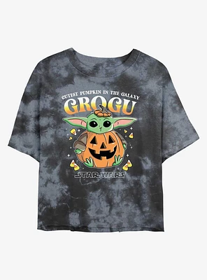 Star Wars The Mandalorian Pumpkin Grogu Tie-Dye Girls Crop T-Shirt