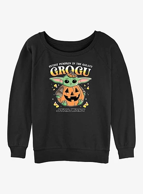 Star Wars The Mandalorian Pumpkin Grogu Girls Slouchy Sweatshirt
