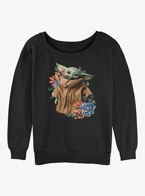 Star Wars The Mandalorian Grogu Flower Baby Girls Slouchy Sweatshirt