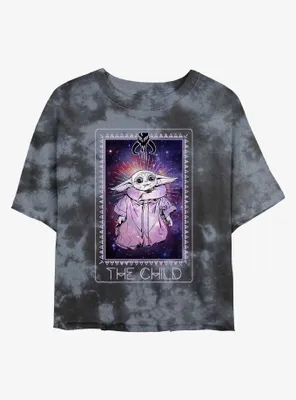 Star Wars The Mandalorian Cosmic Child Tarot Tie-Dye Womens Crop T-Shirt